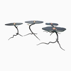 Postmoderne Baum Couchtische aus Schmiedeeisen, 1970er, 4er Set