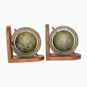 Sujetalibros con globo del mundo. Juego de 2