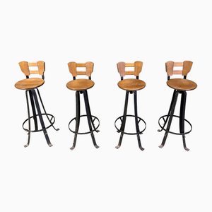 Vintage Barhocker aus Schmiedeeisen, 1970er, 4er Set