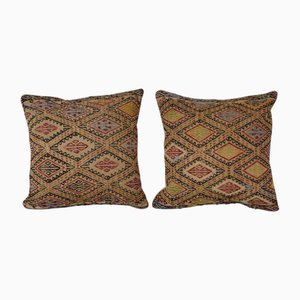 Housses de Coussin Jajim Tissées à la Main avec Motifs Géométriques, Set de 2