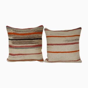 Housses de Coussin Kilim Rayées, Turquie, Set de 2