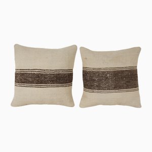 Housses de Coussin d'Extérieur en Laine Bio à Rayures, Set de 2