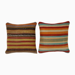 Housses de Coussin Kilim Rayées, Turquie, Set de 2