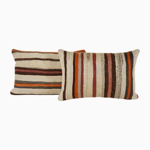 Housses de Coussin Kilim en Laine Biologique Rayée, Set de 2