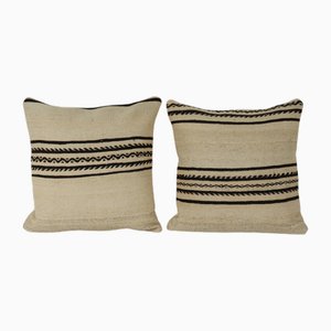 Housses de Coussin d'Extérieur en Laine Bio à Rayures, Set de 2