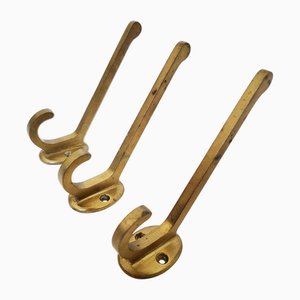 Patères Art Nouveau en Laiton, 1900, Set de 3