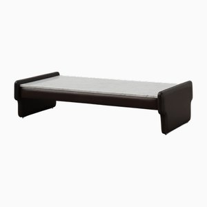 Rectangular Brown Leather and Carrara Marble Coffee Table, 1960s