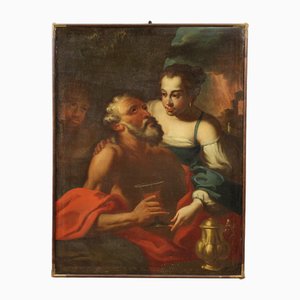 Italian Artist, Lot and His Daughters, 1650, Oil on Canvas