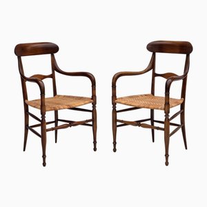 Italian Campanino Armchairs in Cherrywood from Fratelli Levaggi, 1970s, Set of 2