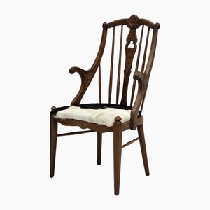 Fauteuil à Haut Dossier en Cuir de Vache et Chêne, Danemark, 1960s