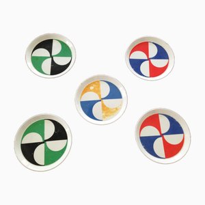 Piatti in ceramica multicolore di Gio Ponti per Franco Pozzi, anni '60, set di 5