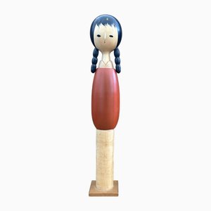 Vintage Kokeshi mit Zöpfen von Shige, 1970er