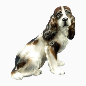 19th Century Ceramic Cocker Spaniel Dog Sculpture by Karin Jarl Sakellarios for Goldscheider, Austria