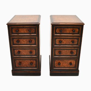 Commodes de Chevet Victorienne en Amboine, 1860s, Set de 2