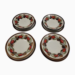 Assiettes Vintage en Grès Émaillé, 1960s, Set de 8