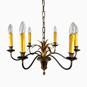 Lustre Palm Hollywood Regency en Laiton de SA Boulanger, Belgique, 1970s