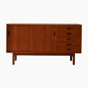 Enfilade Scandinave en Teck avec Portes Coulissantes, 1960s