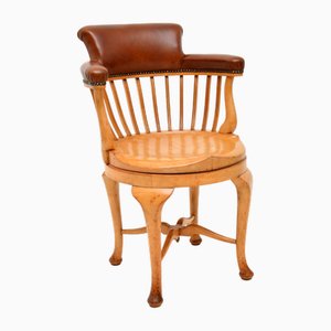 Victorian Swivel Desk Chair in Leather, 1880s