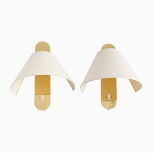 Brass Wall Lamps from Bergboms, Sweden, 1960s, Set of 2