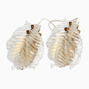 Wall Lights in Glass and Brass from Orrefors, Sweden, 1960s, Set of 2