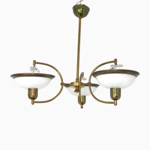 Vintage Hängelampe aus Messing & Glas, 1960er