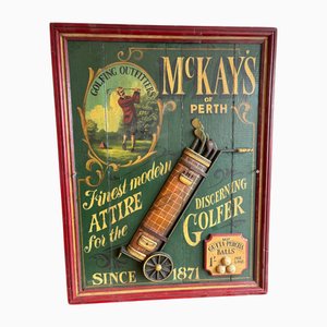 Cartel de pared vintage de madera de Mckays of Perth Golfing
