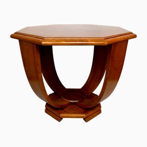 Modernist Art Deco Octagonal Walnut Side Table, France, 1930s