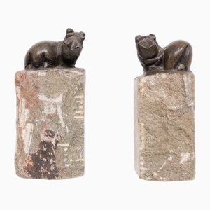 Hippo Bookends in Hand-Carved Granite, Finland, 1980s, Set of 2