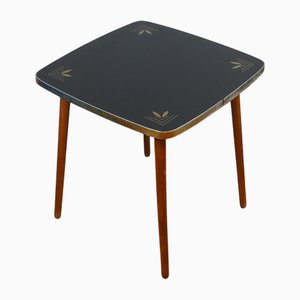 Mid-Century Modern Alburette Couchtisch aus Messing mit Glasplatte mit botanischem Blattmuster von Albert Busch, Deutschland, 1960er