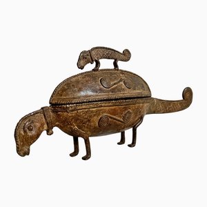 Boîte Caméléon Dogon Antique en Bronze, 1890s
