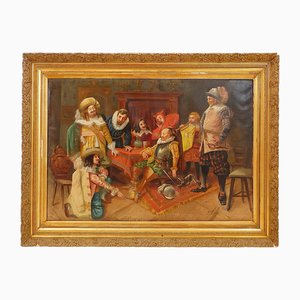 Ferdinand Tirius, Tavern Scene, Oil on Canvas, Framed