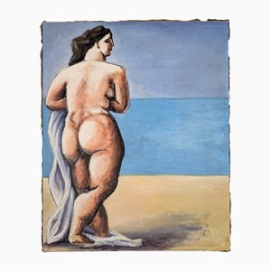 Frau am Strand, 20. Jh., Öl auf Leinwand