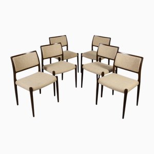 Sedie da pranzo nr. 80 di Niels Otto Møller per JL Møllers Møbelfabrik, Danimarca, anni '60, set di 6