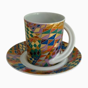 Nr. 2 Espresso Sammlertasse mit Untertasse von Barbara Brenner für Rosenthal Studio-Linie, 1990er, 2er Set