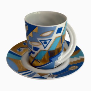 No. 6 Espresso Collector's Cup and Saucer by Yves Galgon for Rosenthal Studio-Linie, 1990s, Set of 2