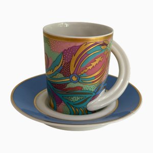 No. 18 Espresso Collector's Cup and Saucer by N. Akeren for Rosenthal Studio-Linie, 1990s, Set of 2