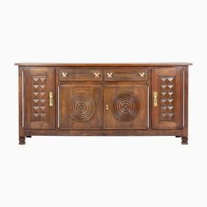 Sideboard aus Eiche mit Kupfergriffen von Étienne Kohlmann, Frankreich, 1950er