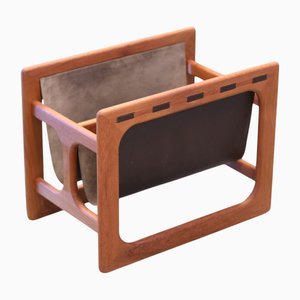 Magazine Holder in Teak and Leather by Aksel Kjersgaard for Salin Møbler, 1960s