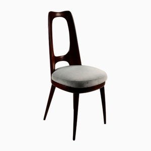 Chaises Vintage en Acajou et Velours, 1950s