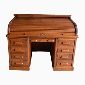 Secrétaire Art Déco à Volet Roulant en Chêne