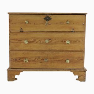 Swedish Pine Secretaire with Iron Side Handles