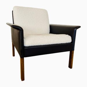 Poltrona vintage in pelle marrone di Hans Olsen, Danimarca, anni '60