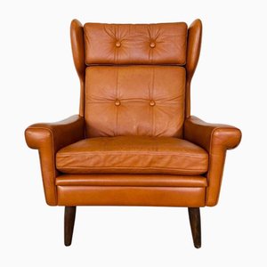 Vintage Danish Lounge Chair in Cognac Leather by Svend Skipper