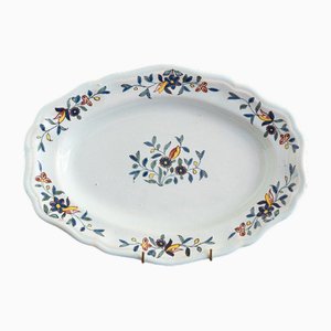 Oval Polychrome Faience Dish from Sinceny, 18th Century