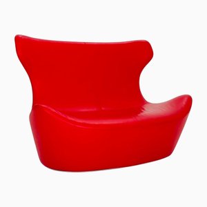 Italian Papilio High Back Loveseat Sofa in Red Leather by Naoto Fukasawa for B&B Italia, Italy, 2010s