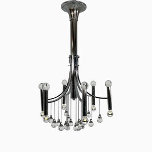 Celestial Cascade Chrome Chandelier in the style of Gaetano Sciolari, 1970s