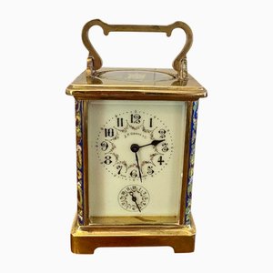 Antique Edwardian Brass and Champleve Enamelled Carriage Clock, 1900