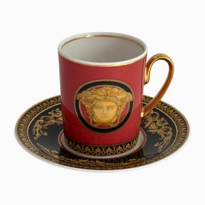 Medusa Espressotasse mit Untertasse von Versace für Rosenthal, 1994, 2er Set