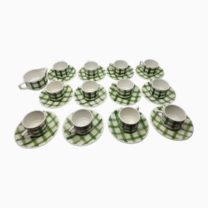Service à Café Orchies en Nappe Verte de Moulin des Loups, France, 1960s, Set de 25