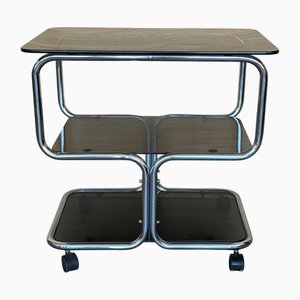 Mid-Century Italian Chrome and Glass 3-Tier Drinks Trolley, 1950s